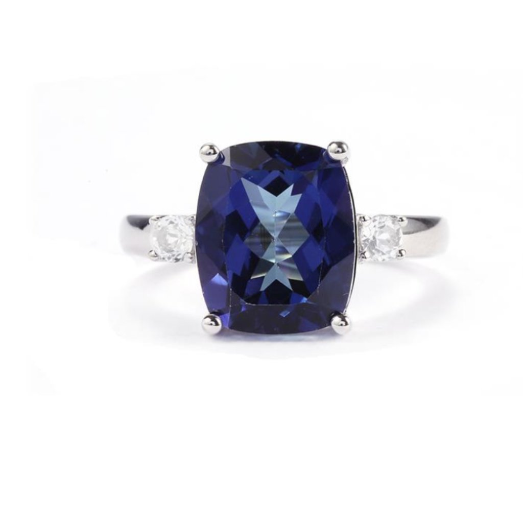 6.94cts Royal Blue & White Topaz Sterling Silver Ring Sz 10 Nwot